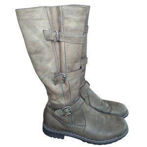 V-Italia  3- Strap Wool Lined  Zip Up Knee-high Leather Boots - Size 40